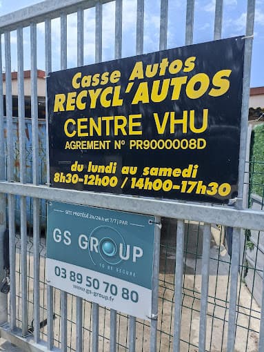 Vue extérieure du centre VHU agréé Société Recycl'Autos à ANJOUTEY (Territoire de Belfort)